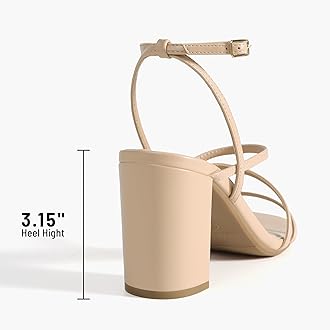 DREAM PAIRS Women's Heels Chunky Block Strappy Square Open Toe Ankle Buckle Heeled Sandals Wedding Party Dress Shoes Indie