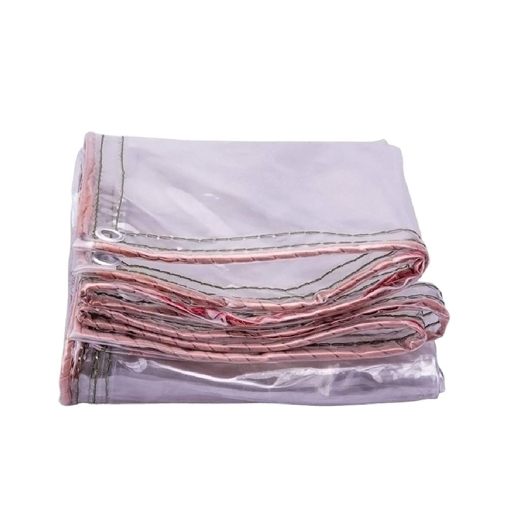 Tarps AGYH Transparent Tarpaulin, PVC Waterproof Soft Glass, Courtyard Outdoor Multi-purpose Camping Cover, Pink, Multiple Sizes (Size : 3.8X4.8m)
