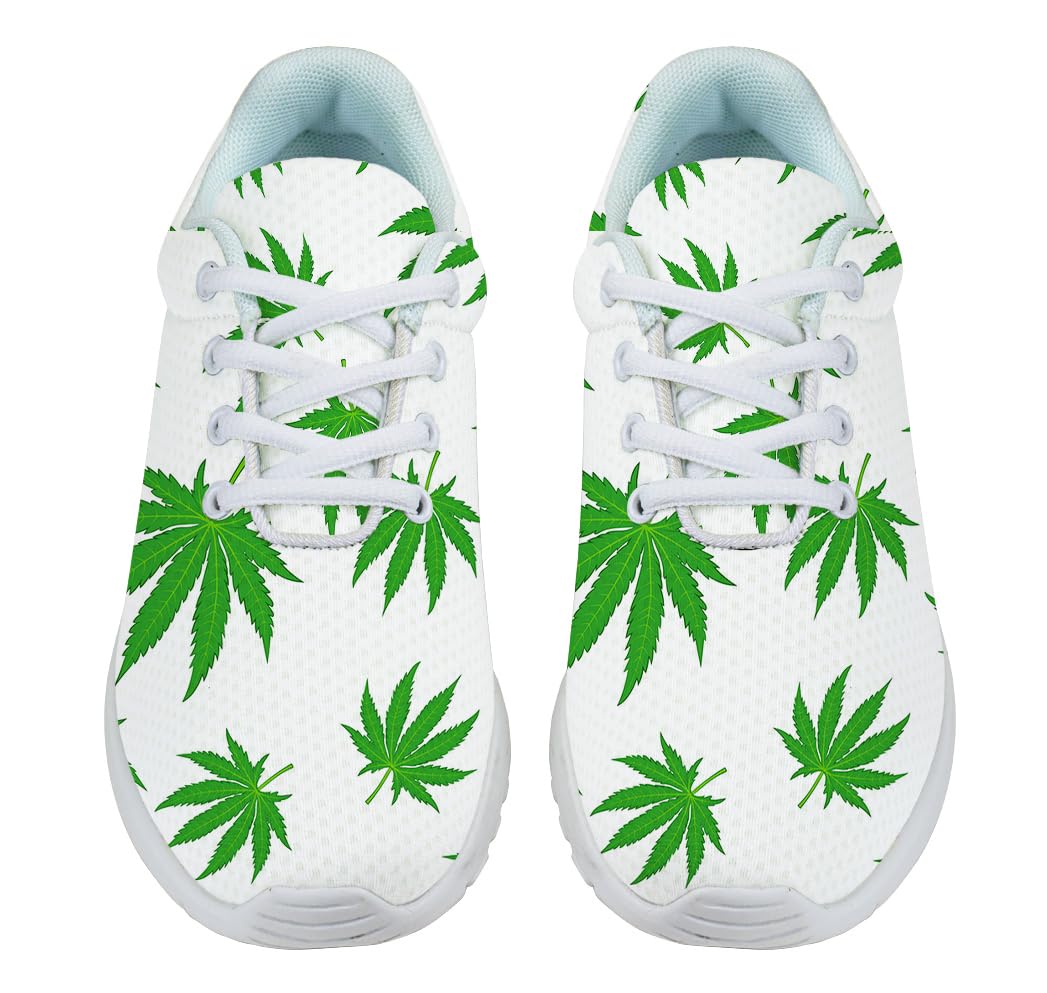 Marijuana Leaf Shoes, Personalited Weed Sneakers Non-Slip Running Walking Tennis Shoes for Men Women White