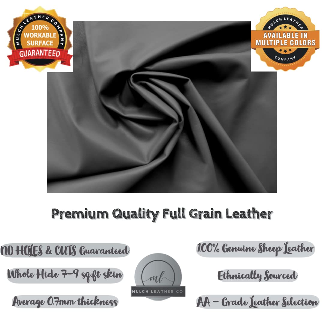Grey Whole Nappa Soft Premium Quality Sheepskin Genuine Leather Hide- NO Holes & CUTS (7-9 sq. ft) - Image 2