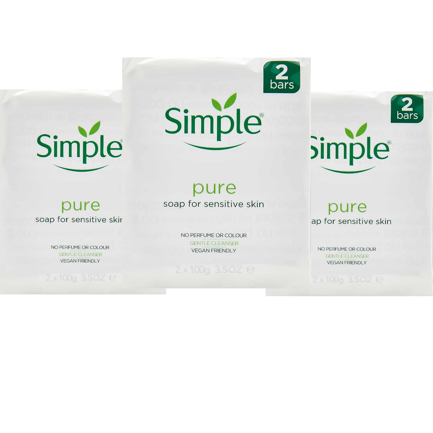 Pure & Gentle Soap Bar for Sensitive Skin with Gentle Cleanser – 3 x Twin Pack (6 Bars x 100g)