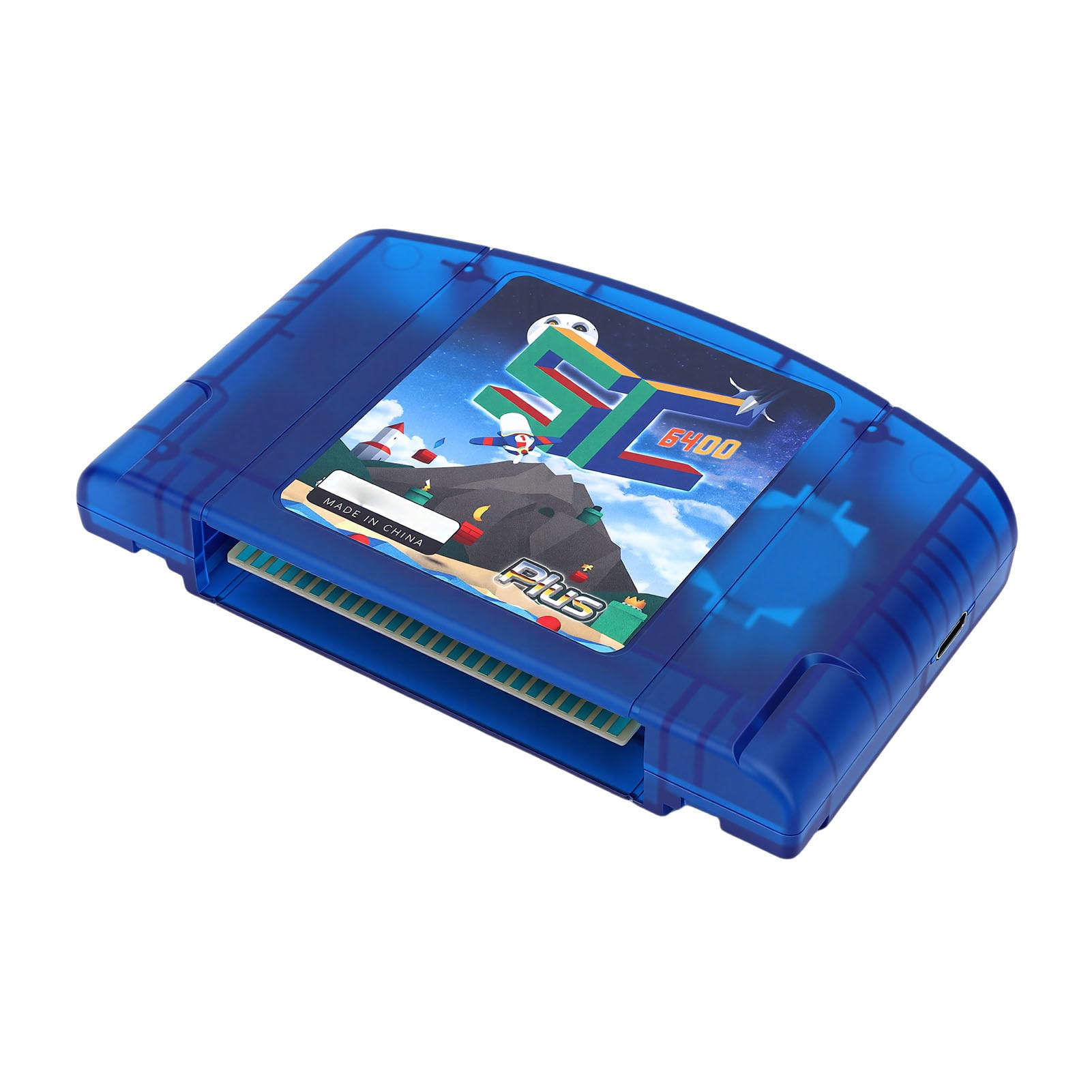 Open Source Pasuje do Konsoli do Gier N64 z funkcją Automatycznego Zapisywania Kopii Zapasowych, Obsługuje Gry 64 MB i Połączenie USB Typu C do Gier Retro (Niebieski przezroczysty)