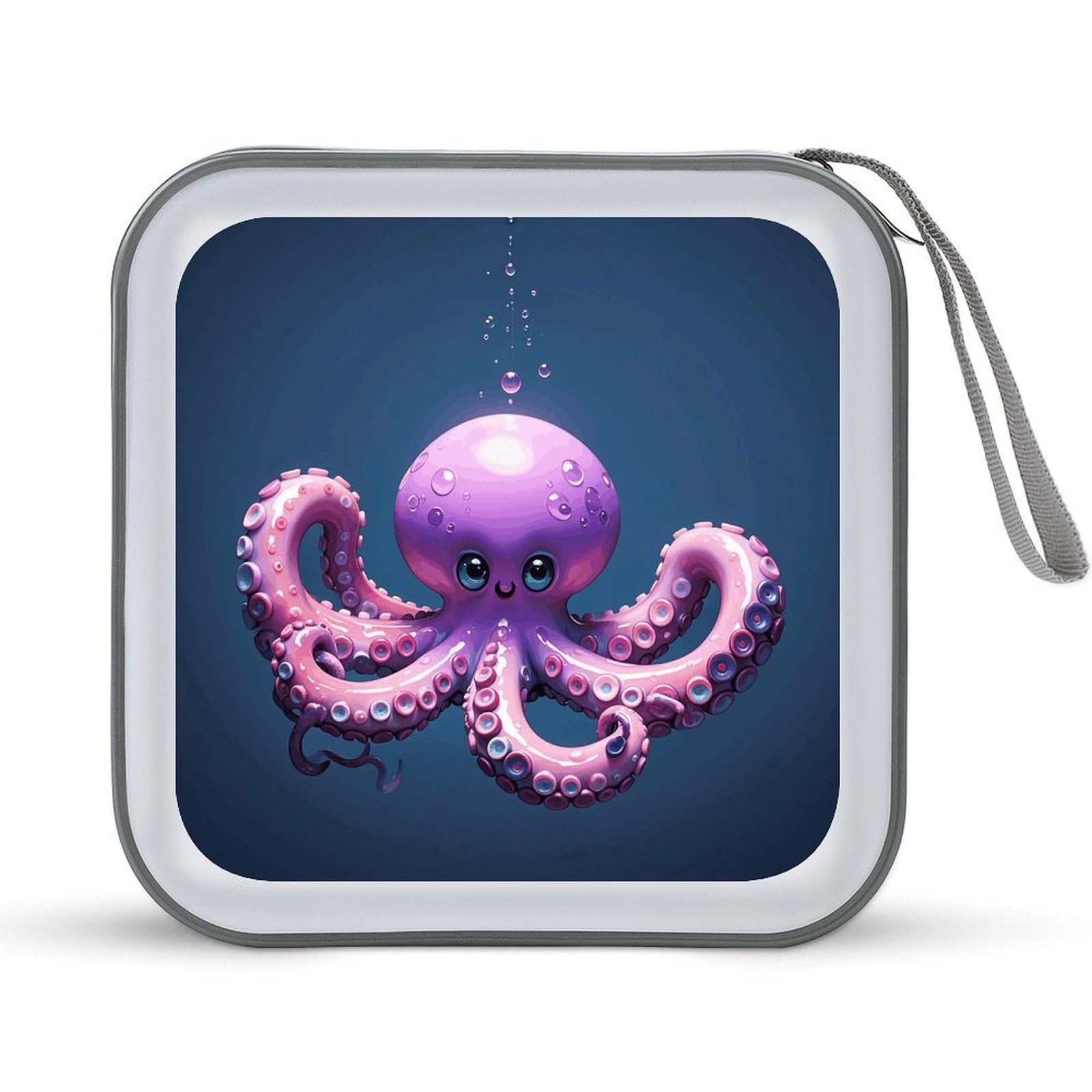 JTREHY - 40 Sheets CD Storage Case Zipper Portable Octopus Print Purple Purple Zipper Case for Car Home Office Game Disc Audio Music