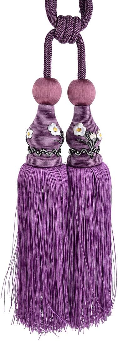 Nylon Household Window Drapery Curtain Tassel Decoration Fringe Tieback Cord Pair Purple (id: d88 958 a03 e17 31c