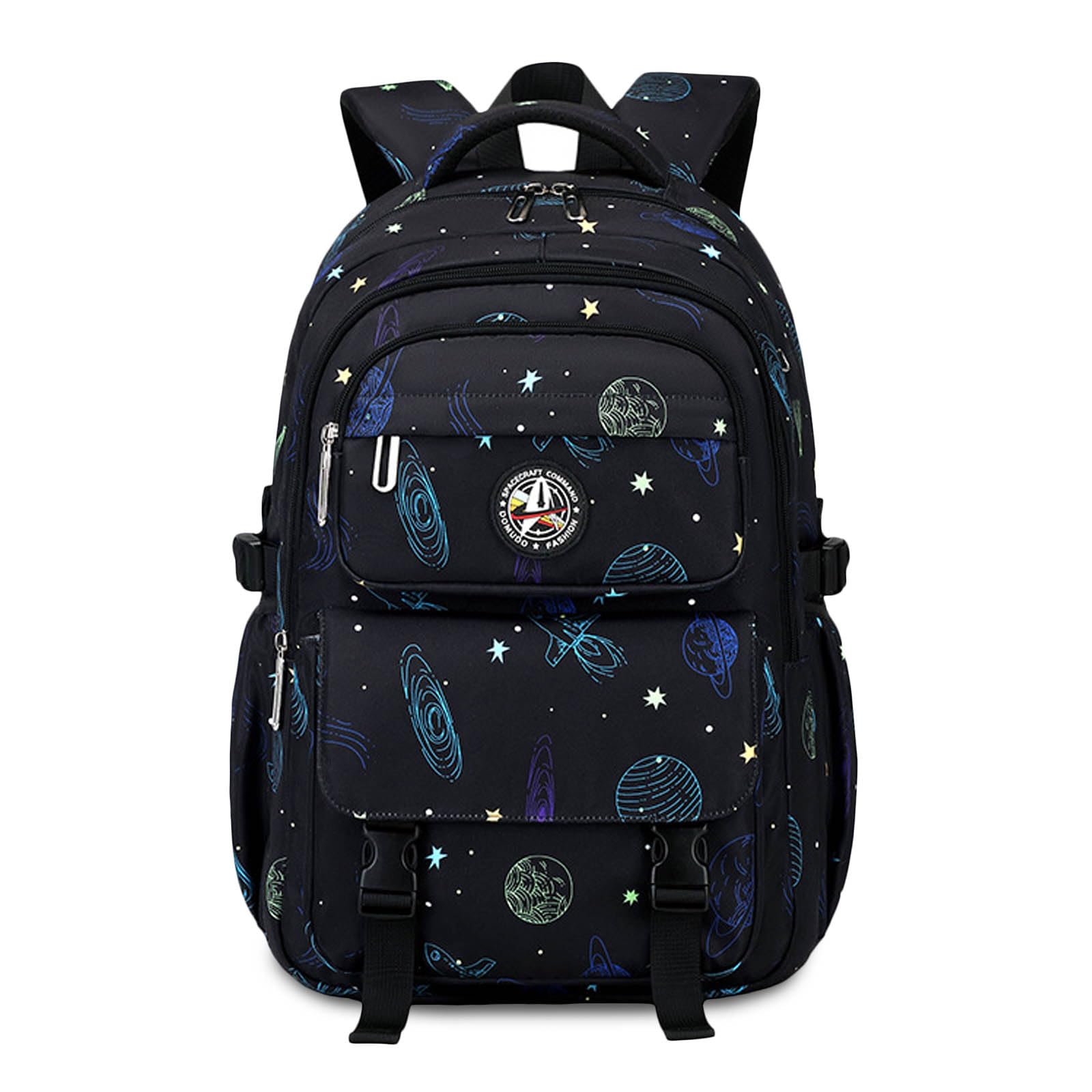 FANDARE Zaino per bambini Ragazzo zainetto bambino Zainetto Scuola Galaxy Borsa Scuola Zaino leggero con strisce riflettenti Zaini Casual Zaini scuola Borse da scuola Borse Zainetto Nero