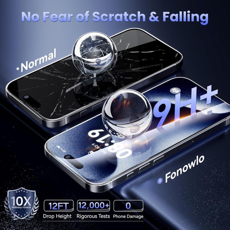 Image of OHAYO Tempered Glass Screen Protector Compatible with iPhone 15 Pro Max (6.7 inch) - 9H Hardness, Bubble-Free Installation, HD Clear, Anti-Scratch, Case Friendly Protective Glass