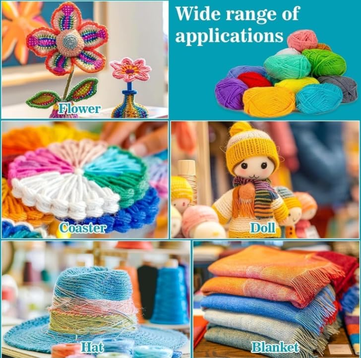 Image of 10 PCS Soft Acrylic Wool Oon Yarn Balls for Knitting & Crochet | Multicolor Pastel Shades Craft Yarn Set for DIY Art Craft Sewing Weaving Embroidery Hand Knitting Supplies for Beginners & Kids