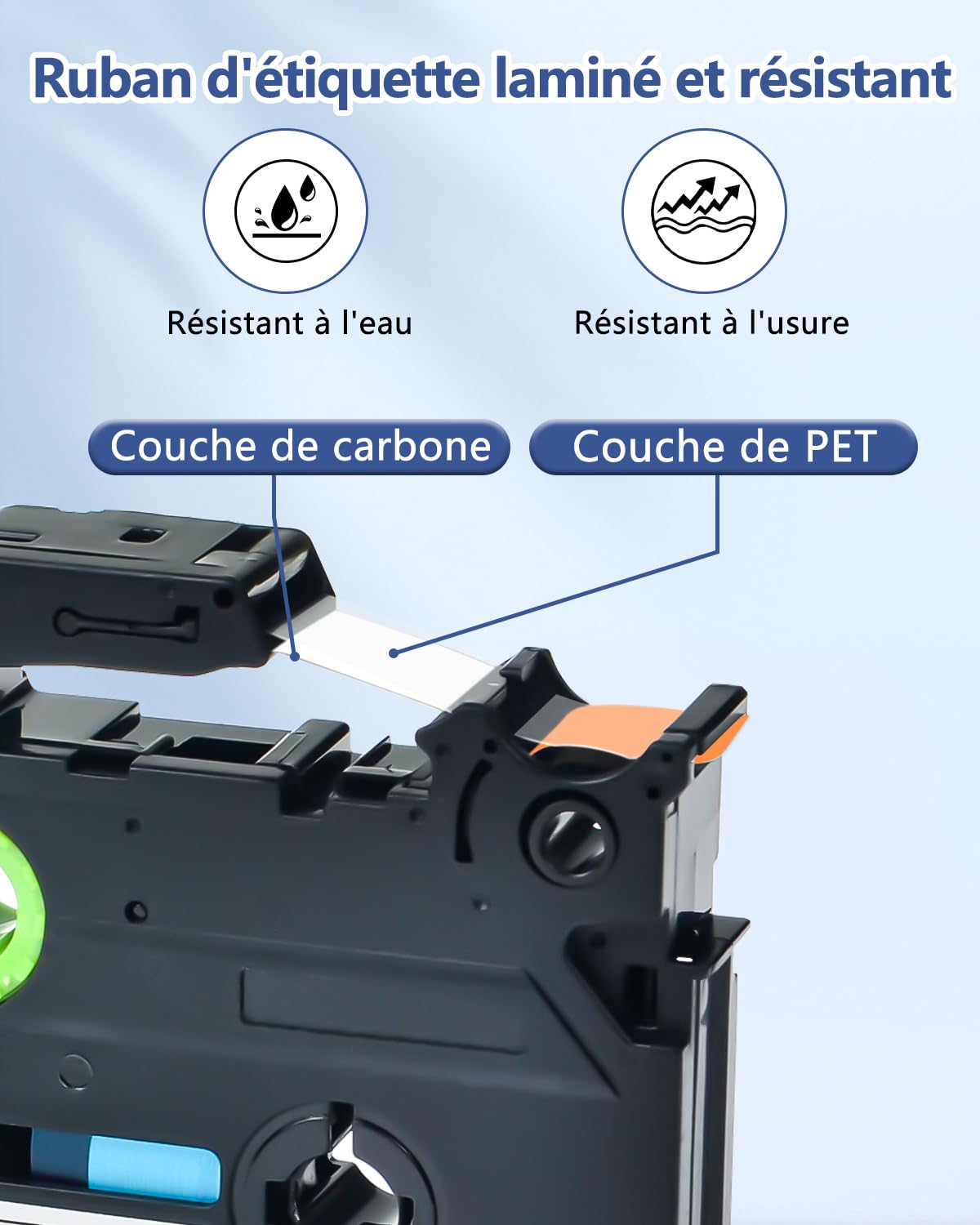 Cruxer Lot de 20 Compatible TZE-635 pour P-touch Blanc sur Orange 12 mm