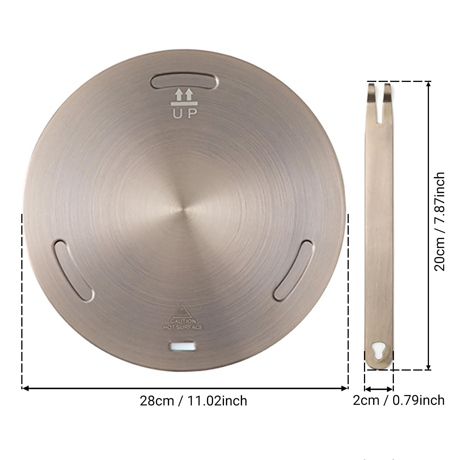 RoseFlower Adaptateur Plaque Induction 28cm/11'', Plaque de Conversion de Plaque à Induction en Acier Inoxydable, Plaque de Diffusion de Chaleur Uniforme avec Poignée Amovible