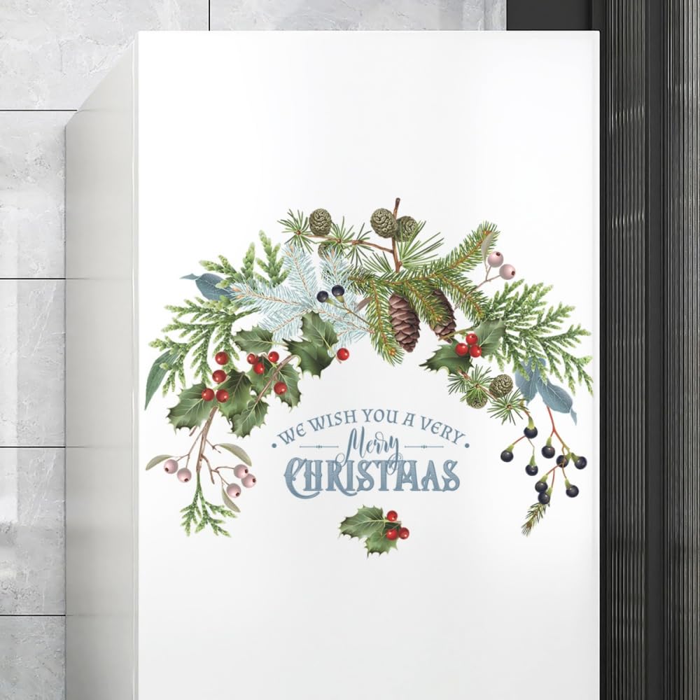 Fensterbilder Weihnachten Selbstklebend Weihnachts Girlande Aufkleber Weihnachtsmann Wandaufkleber Merry Christmas Stickers PVC Aufkleber Weihnachtsdekoration (K)
