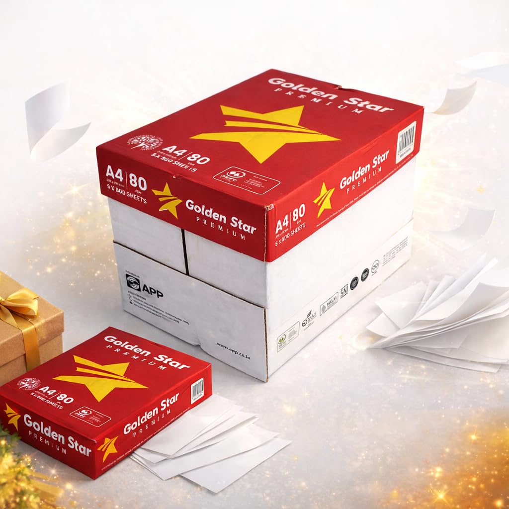 Caja 2500 Folios A4 80gr Papel Impresora Multifunción, 5 Resmas 500 Hojas, Papel Blanco A4 Para Fotocopiadora e Impresora Láser y Tinta, Paquete Oficina Imprimir y Escribir Calidad