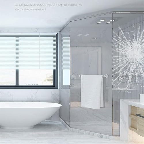 Miniatura 6 de MAKIOTEKO Película de seguridad transparente para ventana, inastillable, película protectora de vidrio transparente a prueba de explosiones, 2 mil