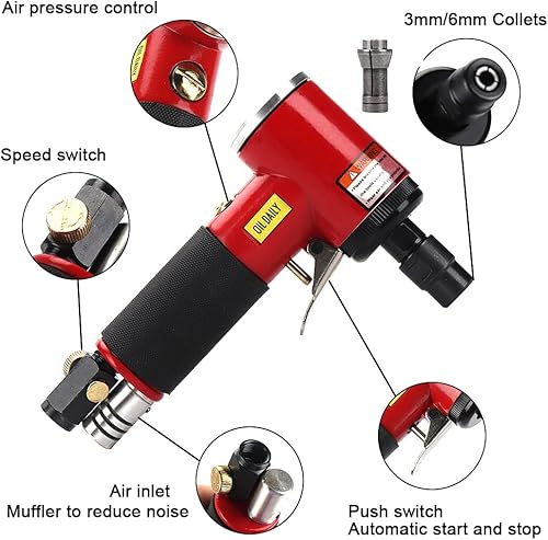 Miniatura 3 de Juego de 16 piezas de amoladora de aire Autolock 90 en ángulo recto con pinzas de 14" y 18", mini máquina de molienda de herramientas neumáticas con
