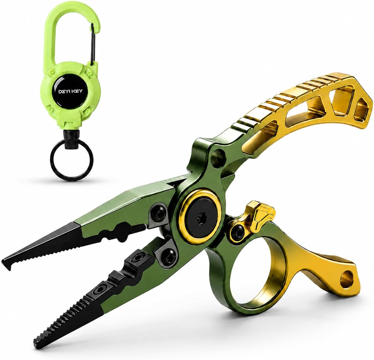 Saltwater Fishing Pliers, Split Ring Pliers with Tungsten Cutter & Lanyard