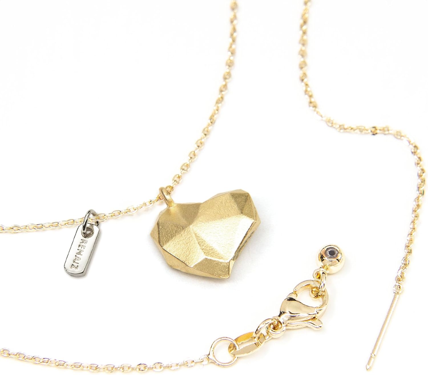 Renaiz Geometric Gold Initial Necklaces for Women, Trendy Low Poly Letter Necklace in 14K Real Gold Plated, Chain 14"-24", Unique Gold/Silver A-Z Pendant, Personalized Name Necklace for Women Gift - Image 2