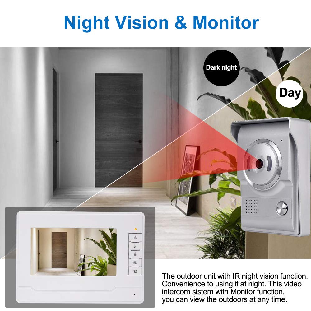 KDL Nuevo Diseño Sistema de Intercomunicación de Video Inteligente el Hogar Timbre de video de 7 pulgadas puerta teléfono, Cámara impermeable al aire libre con monitor para el hogar (3 Monitor)