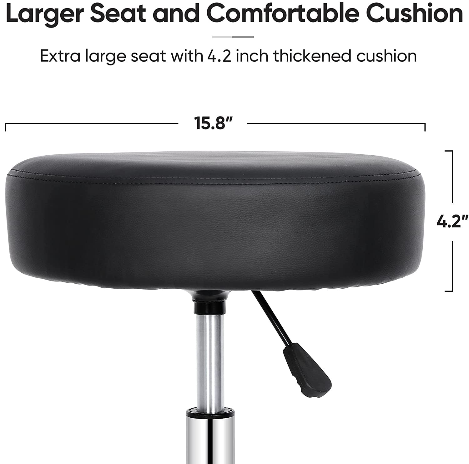 ZENY Adjustable Rolling Stool Chair Salon Spa Stool Hydraulic Swivel Stool with Wheels and Ultra-Thick Seat Cushion Beauty Massage Tattoo Medical Drafting Office Stool Task Chair, Black