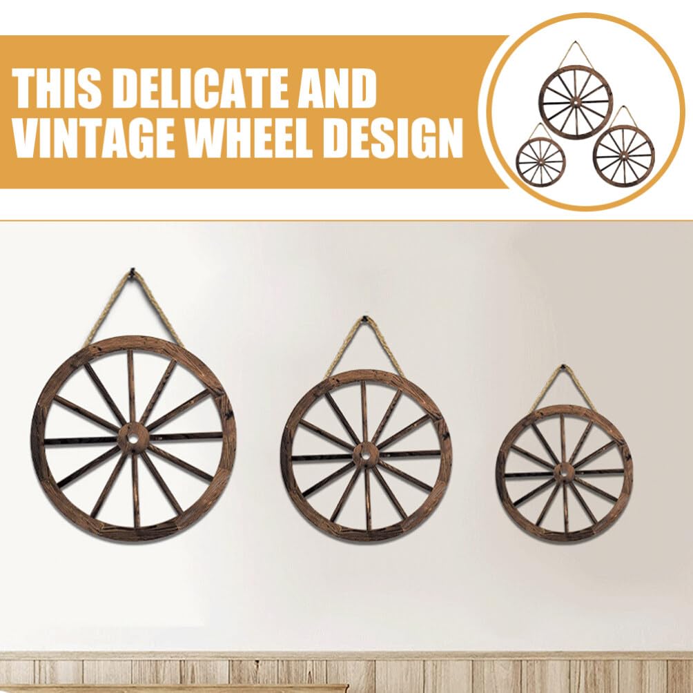 Relaxdays Ruota di Carro Vintage in Legno, Set da 2, Decorazioni per