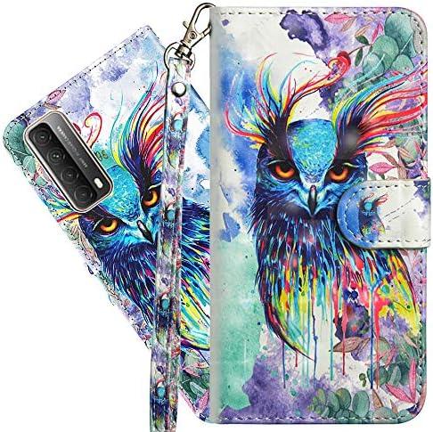 Asdsinforu Huawei P Smart 2021 Case 3D Full Stylish Advanced Wallet Case Credit Cards Slot with Stand for PU Leather Shockproof Flip Magnetic Case for Huawei P Smart 2021/Y7A Color Owl YX