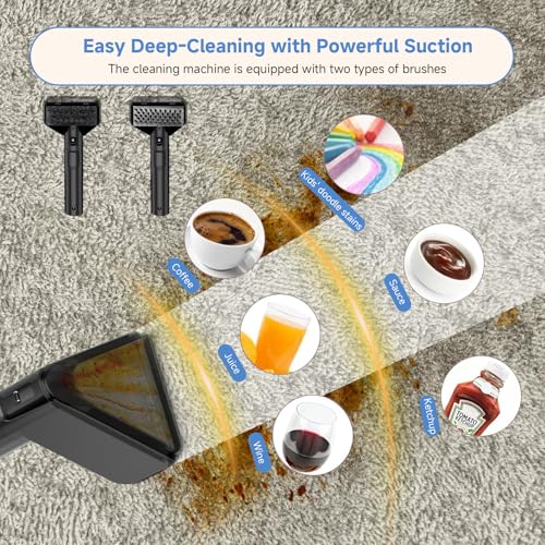 Image of Portable Carpet & Upholstery Cleaner Machine, Handheld Spot Cleaner with Dual Brush, 18KPa Suction, Large Removable Tank for Couch, Car, Stairs, Rugs & Pet Stains, Blue