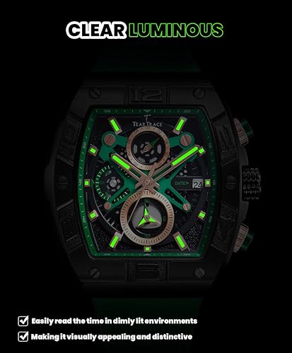 Miniatura 6 de Mens Watches Analog Waterproof Fashion Date Wrist Watch, Skeleton Tonneau Watches for Men with Chronograph,Ideal for Sports Enthusiasts & Daily Wear