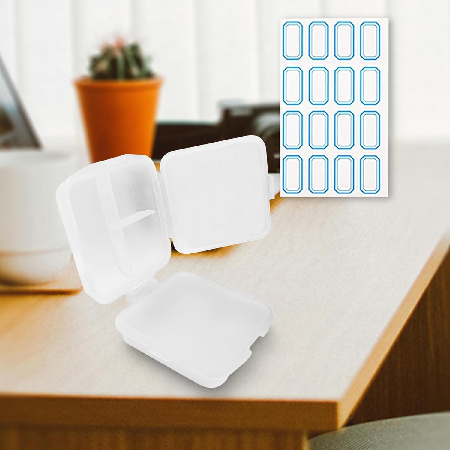 Travel Pill Organizer with Label Paper 6 Compartments for Vitamin Daily Use image 3