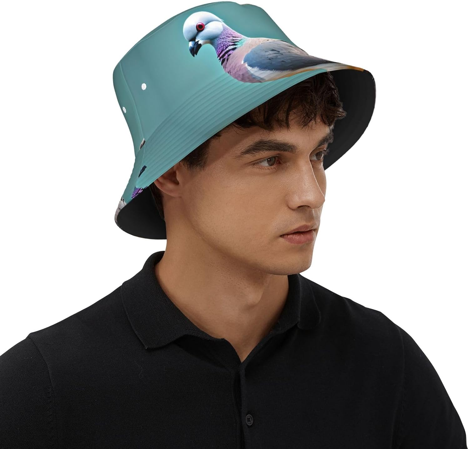 Cartoon Pigeon 4 Print Winter Bucket Hat Packable Unisex Sun Hat Summer Travel Beach Fishing Cap for Men Women Black