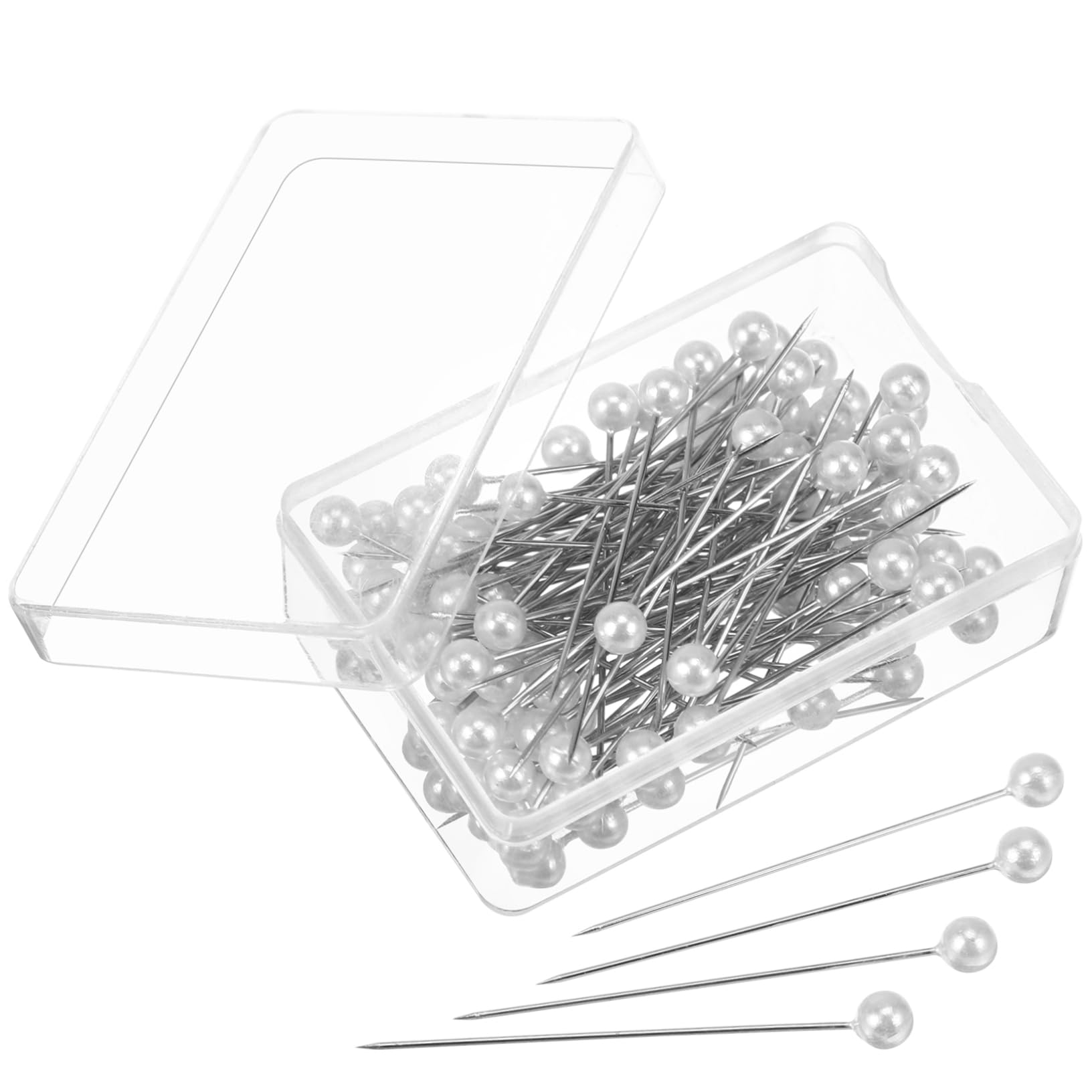 Épingles droites à tête imitation blanches Uonlytech en métal pour couture DIY x100