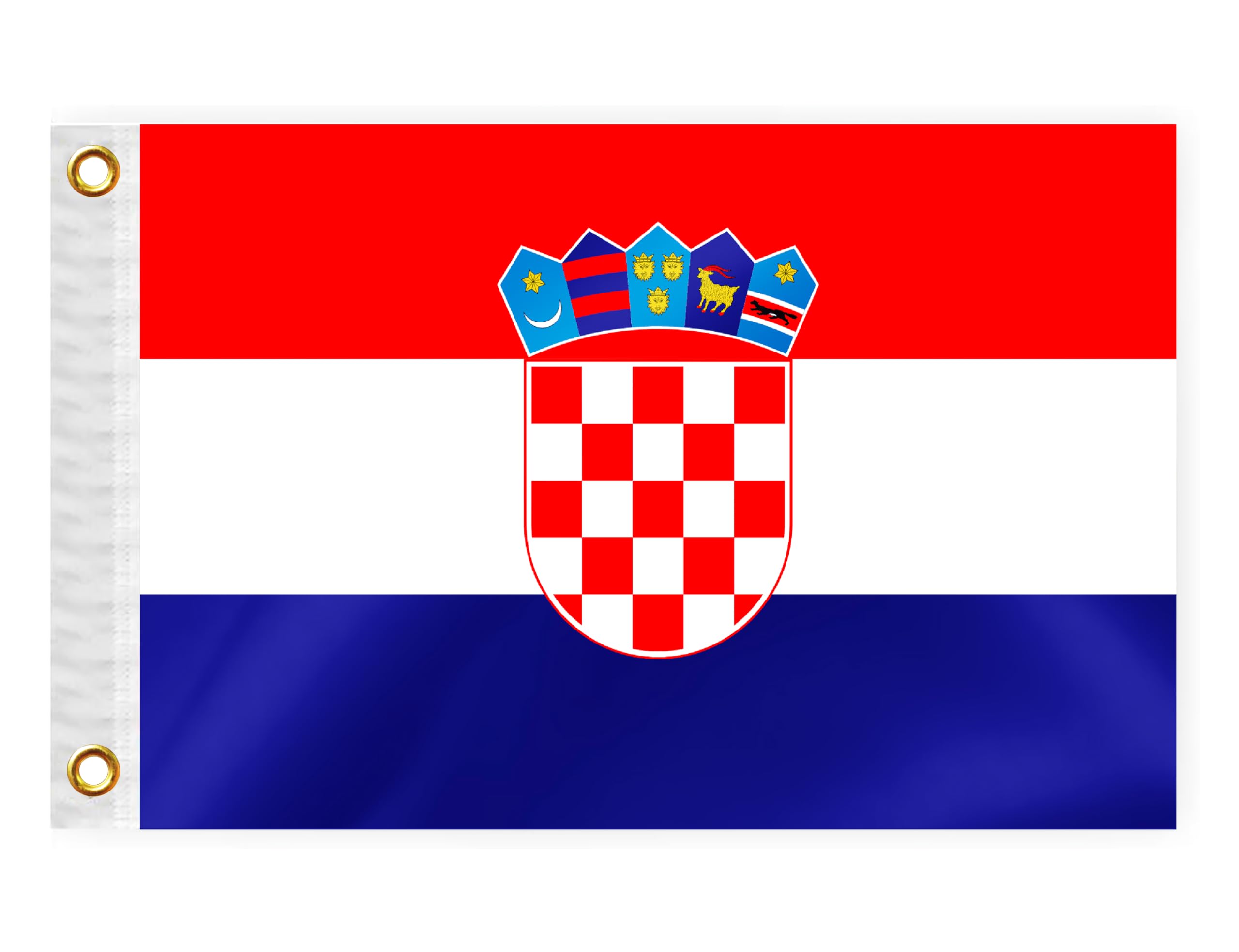 Croatia Boat Nautical Flag 12x18IN Double Sided Croatians Marine Banner Nylon Small Yacht Sail Pontoon ATV Bike Truck Motorcycle Flag with 2 Brass Grommets