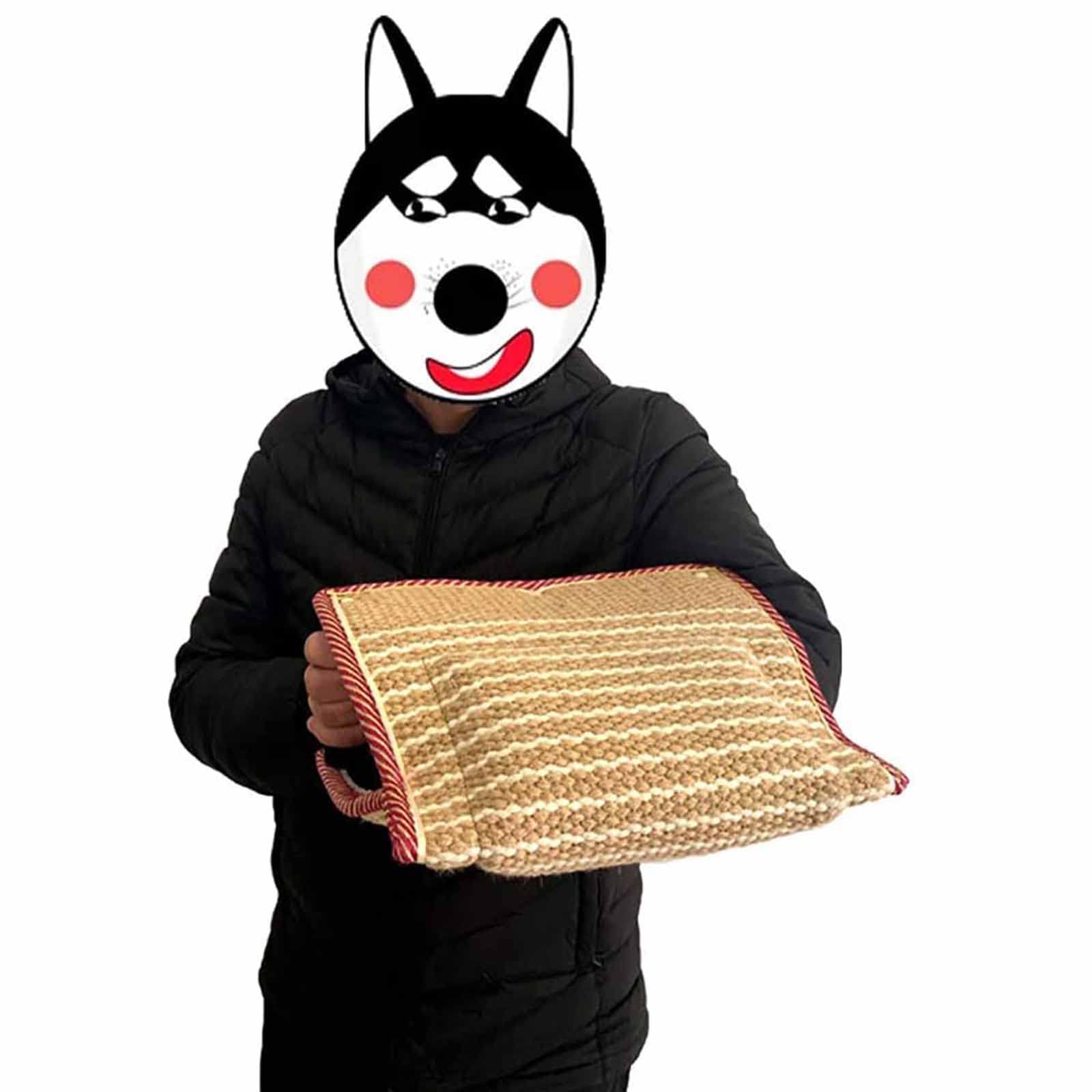 Cuscino per morso di Cane - Manicotti da addestramento Giocattolo a Cuneo in Iuta Cuscinetto per mordere Sicuro con 3 Manici Comodi e Resistenti per K9 Schutzhund Work Dog Young Do