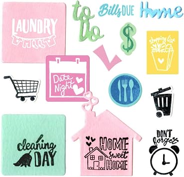 Sizzix 662293 Household Planner By Katelyn Lizardi Framelits Die Set with Stamps 17 Pack, Multicolor