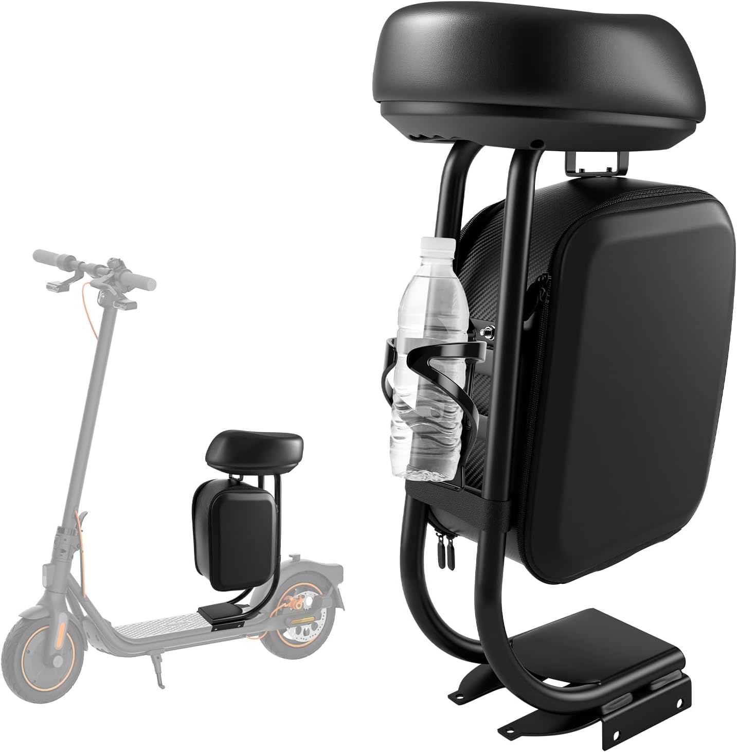 Electric Scooter Seat Compatible with Segway Ninebot F20 F25 F30 F40 Seat Attachment for Adult with 10L Large Storage Bag, Cup Holder, PU Cushion