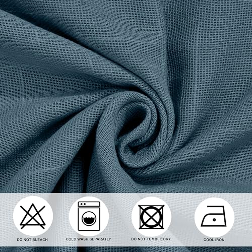 Image of THE LINEN COMPANY Cotton Linen Sheer Door Curtains, Semi Transparent Light Filter Drapes with Rod Pocket, Modern Door Panel Curtain for Home Decor, Navy Blue, 7 Feet, Pack of 1