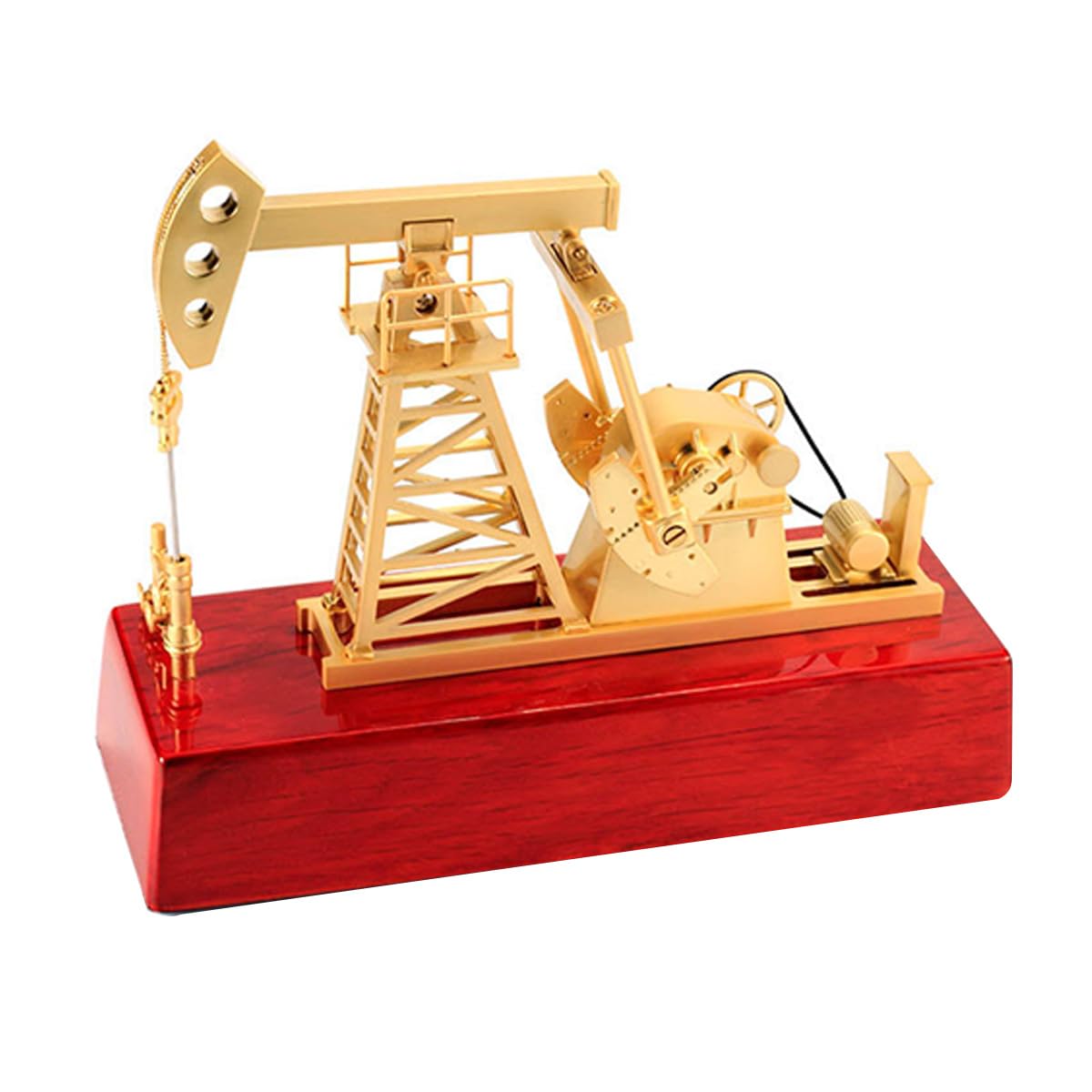 BuildCubes Metal Oil Drill Hole Pump Lifter Model, Oil Pump Lifter Metal Model Oil Pump Machine Knocker, Simulation Work Oil Pumping Jack Machine Equipment Model Toy Gift
