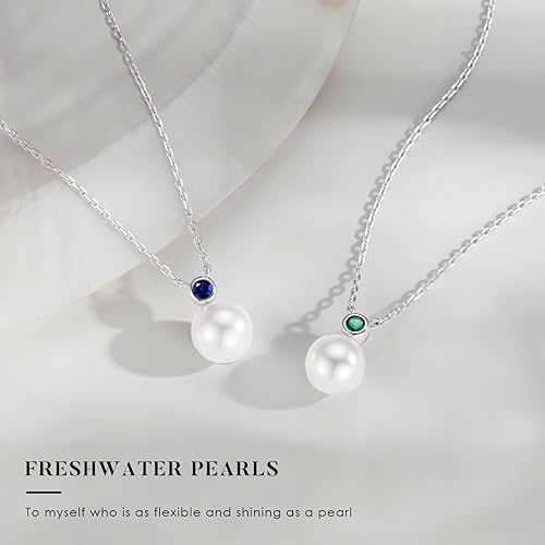 Miniatura 5 de Iefil Collar de perlas de agua dulce de 9 a 0.394 in para mujer, joyería de perlas de plata esterlina S925, regalos de cumpleaños de aniversario
