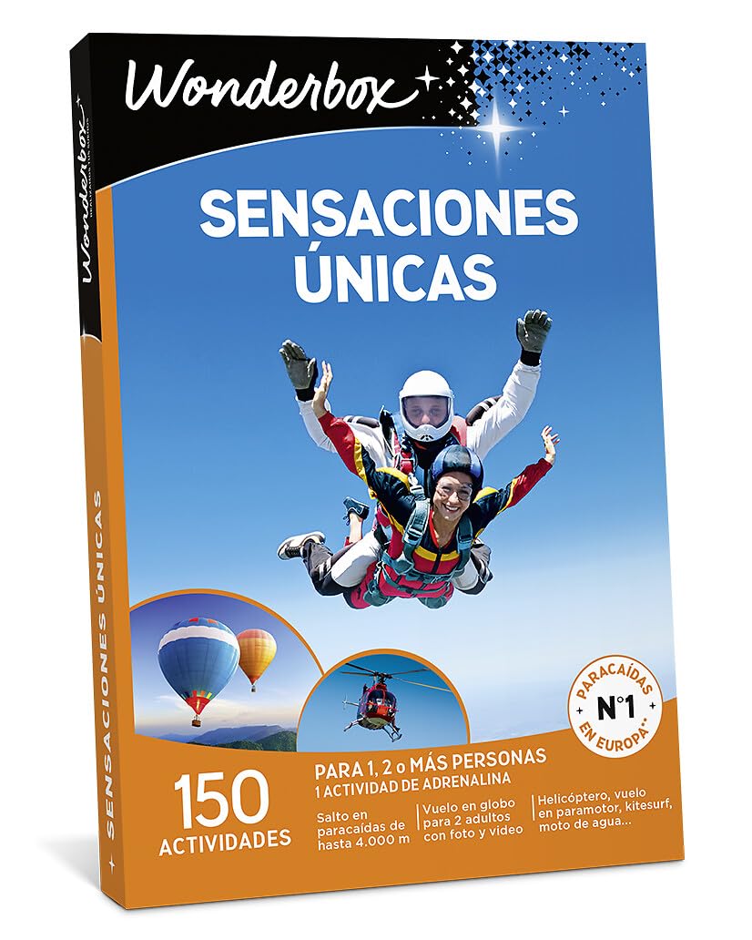 WONDERBOX - Caja Regalo - Sensaciones Únicas - para 1, 2 o más Personas | 1 experienca a elegir - Más de 150 experiencias - Salto en paradaídas, kitesurf, vuelo en paramotor