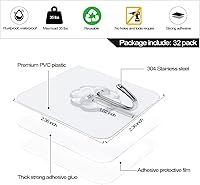 Vista 2 de ZESLMG Ganchos de pared adhesivos para colgar, paquete de 32 ganchos autoadhesivos resistentes de 10kg transparentes, removibles, sin daños