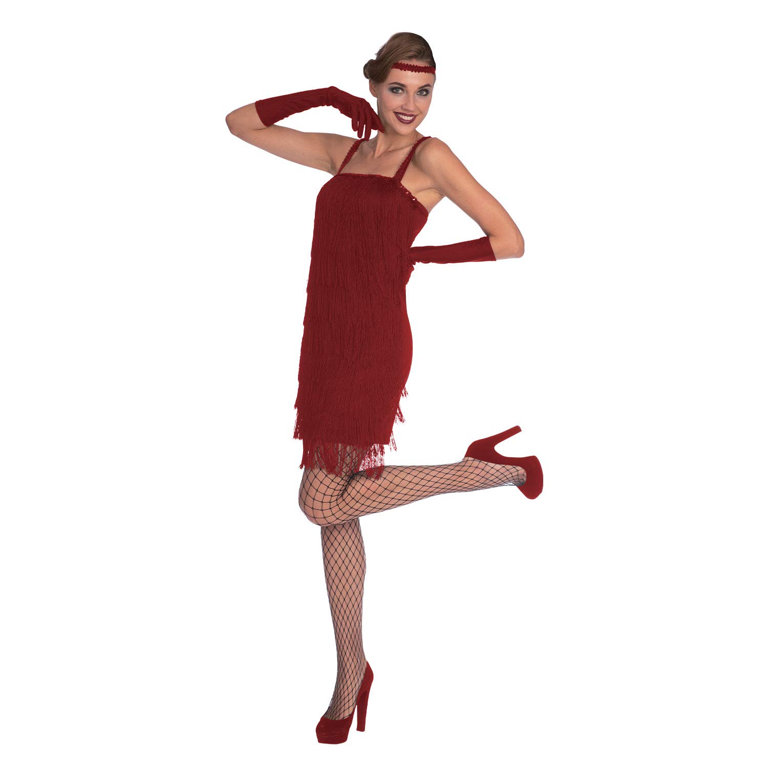 amscan 9905787 Adults Womens Red 1920's Red Flapper Dress Fancy Dress Costume UK Dress Size 8-10