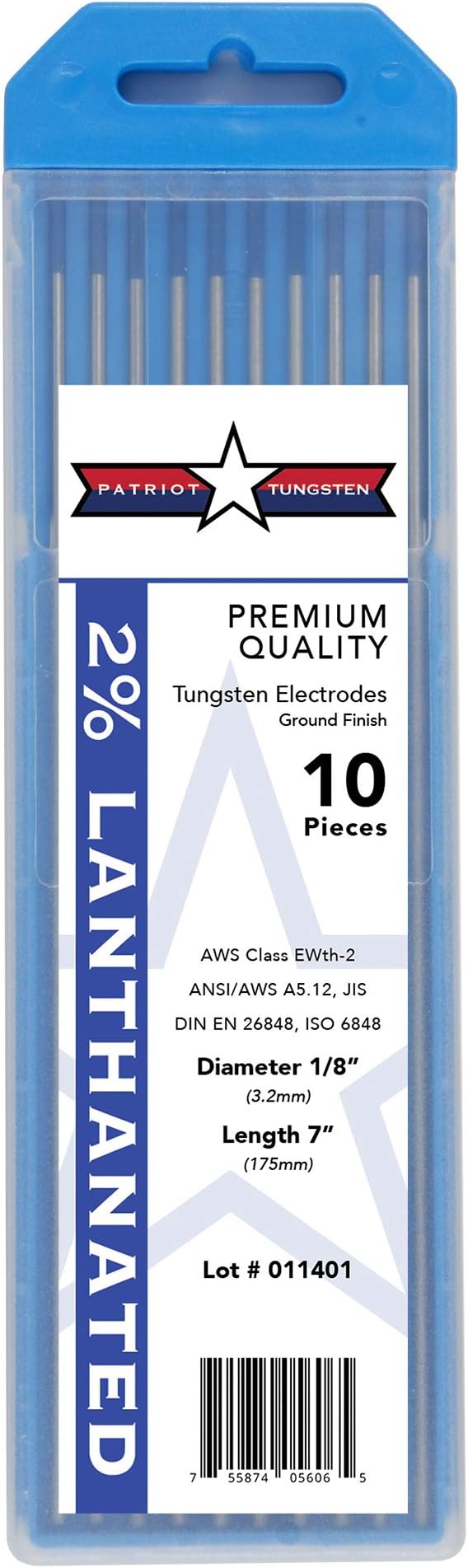 - TIG Welding Electrodes 2% Lanthanated WL20 (EWLa-2) Blue 1/8" 10 Pack