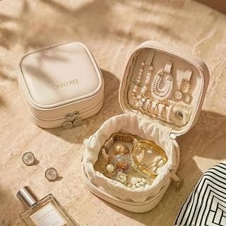 ポータブルミニジュエリー収納ボックス、旅行用ジュエリー カラー: ローズピンク1個入りアップグレードジッパータイプ