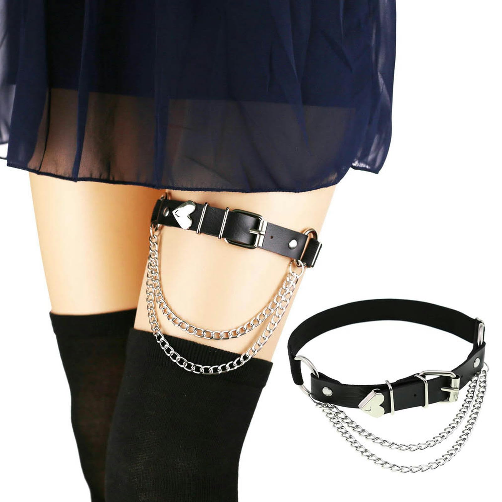 WSZJLN Goth Reggicalze Cuore Gamba Imbracatura Coscia Gioielli Ragazze Punk Sexy Gotico Cosplay Accessori