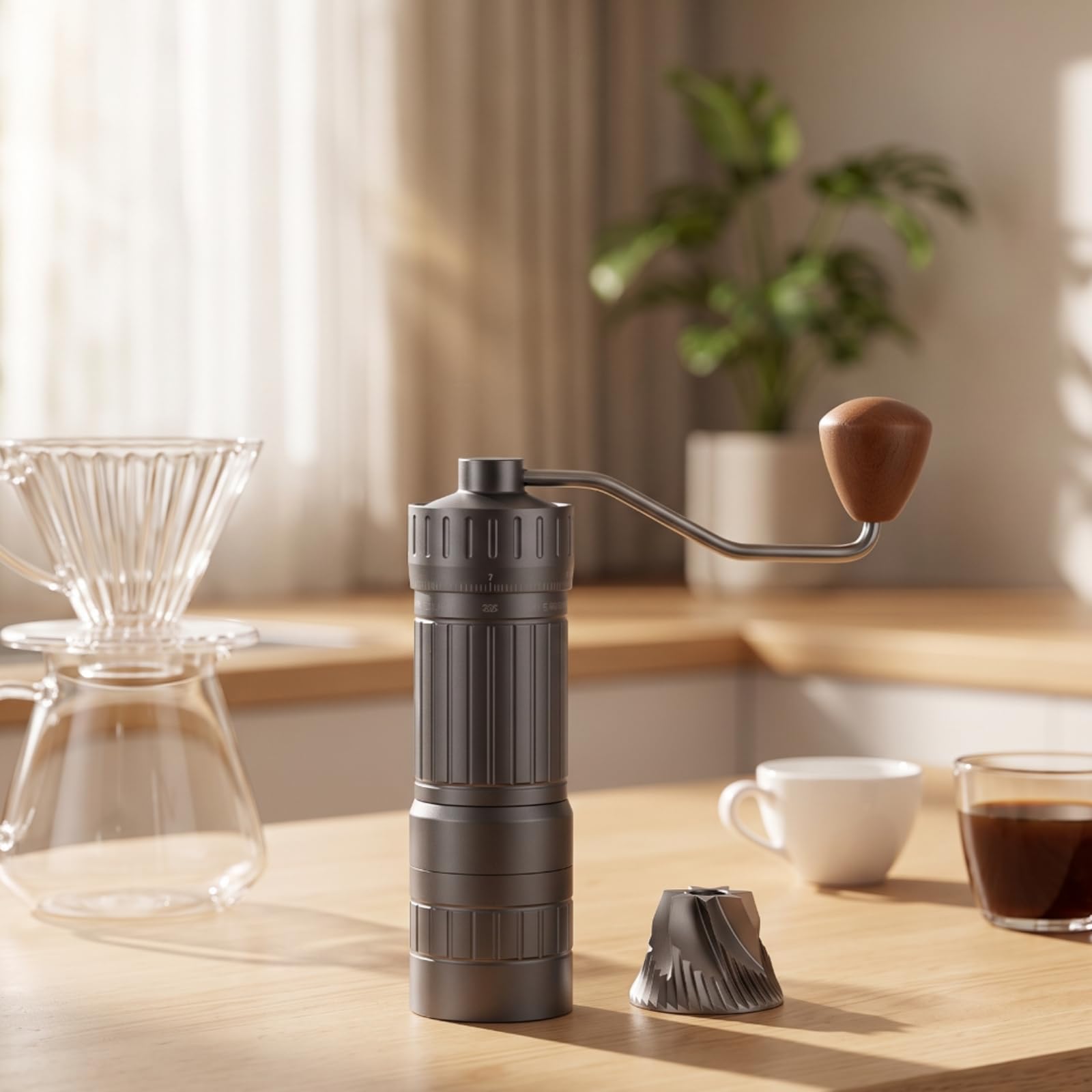 Café Manual con Manija Portátil, Gris, Gris Profundo