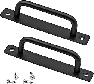 Poignée de porte,Poignée de porte de grange robuste 2 pièces Poignée de porte coulissante Poignées de porte poussoir avec plaque arrière Poignées de barre d'appui en alliage d'aluminium pour meubles