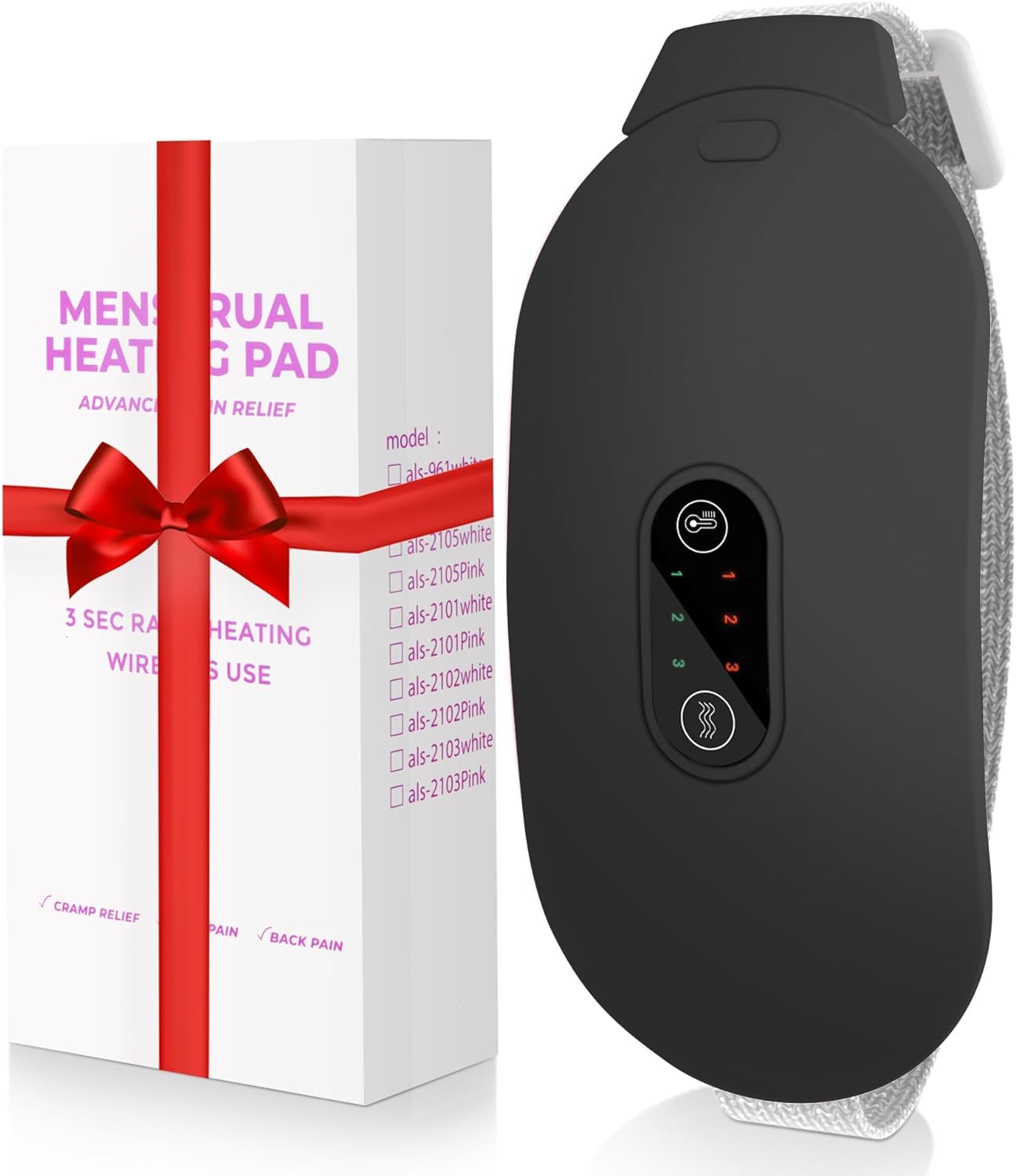 PIXIE CUP Period Cramp Relief Massager - Portable Cordless Heating Pad for Period Cramps with 6 Heat Levels and 6 Massage Modes Multi-Purpose Menstrual Heating Pad for Back Pain Relief Gifts for Women and Girls (BLACK) (B0DF83SX3B) Amazon Price History, Amazon Price Tracker