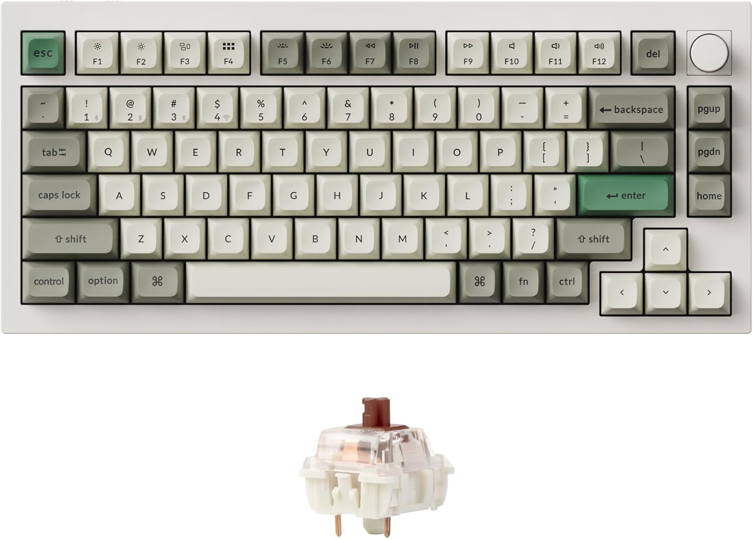Keychron Q1 Max RGB QMK/VIA Custom Mechanical Keyboard, Full Metal Programmable Knob 2.4 GHz/Bluetooth/Wired Keyboard with Hot-Swappable Gateron Jupiter Brown Switch for Mac Windows Linux - White