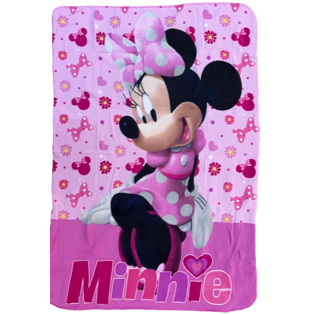 CARTOON Manta infantil Minnie Disney, 100 x 140 cm, manta suave de forro polar, 100% poliéster, 220 GSM, cálida y ligera, ideal para habitación infantil, cuna o sofá