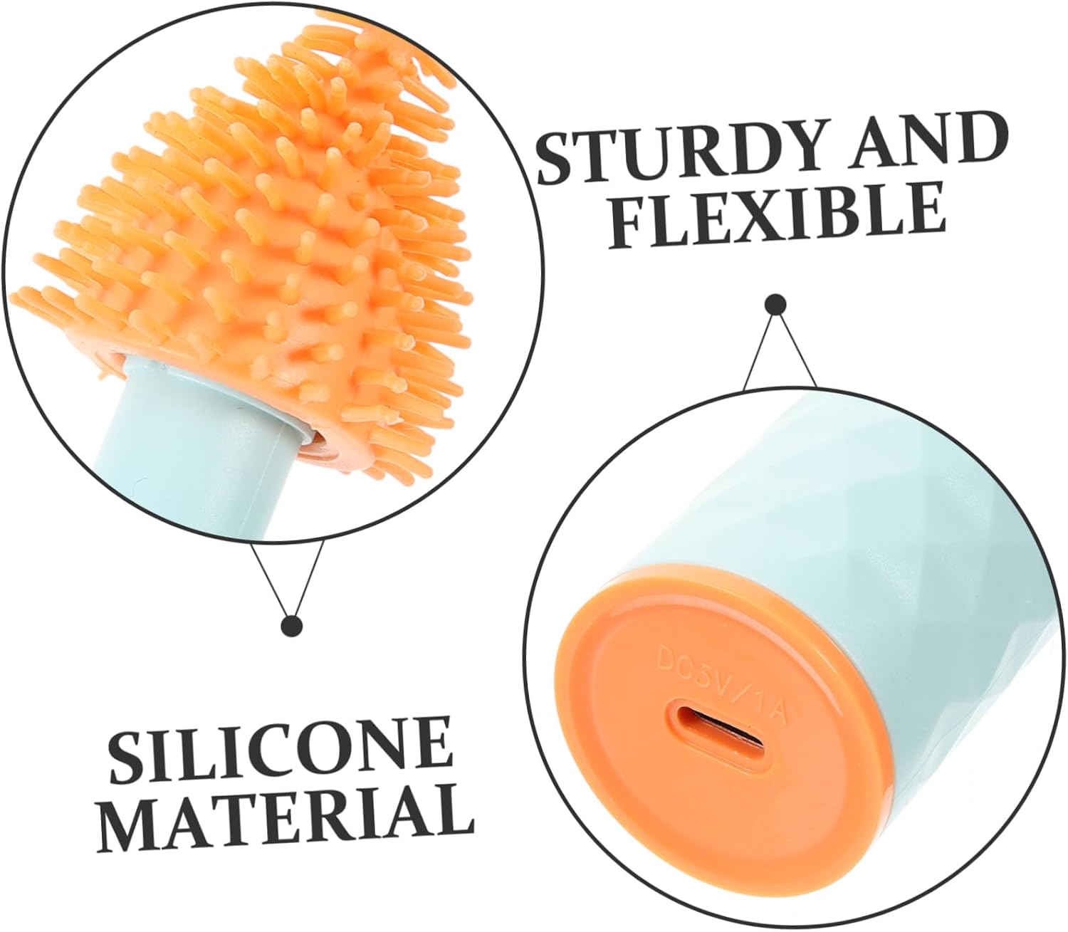 Electric Bottle Brush Blue Silicone Rotatable Detachable Cleaning Tool for Bottles Cup Glassware Safe and Efficient Cleaning