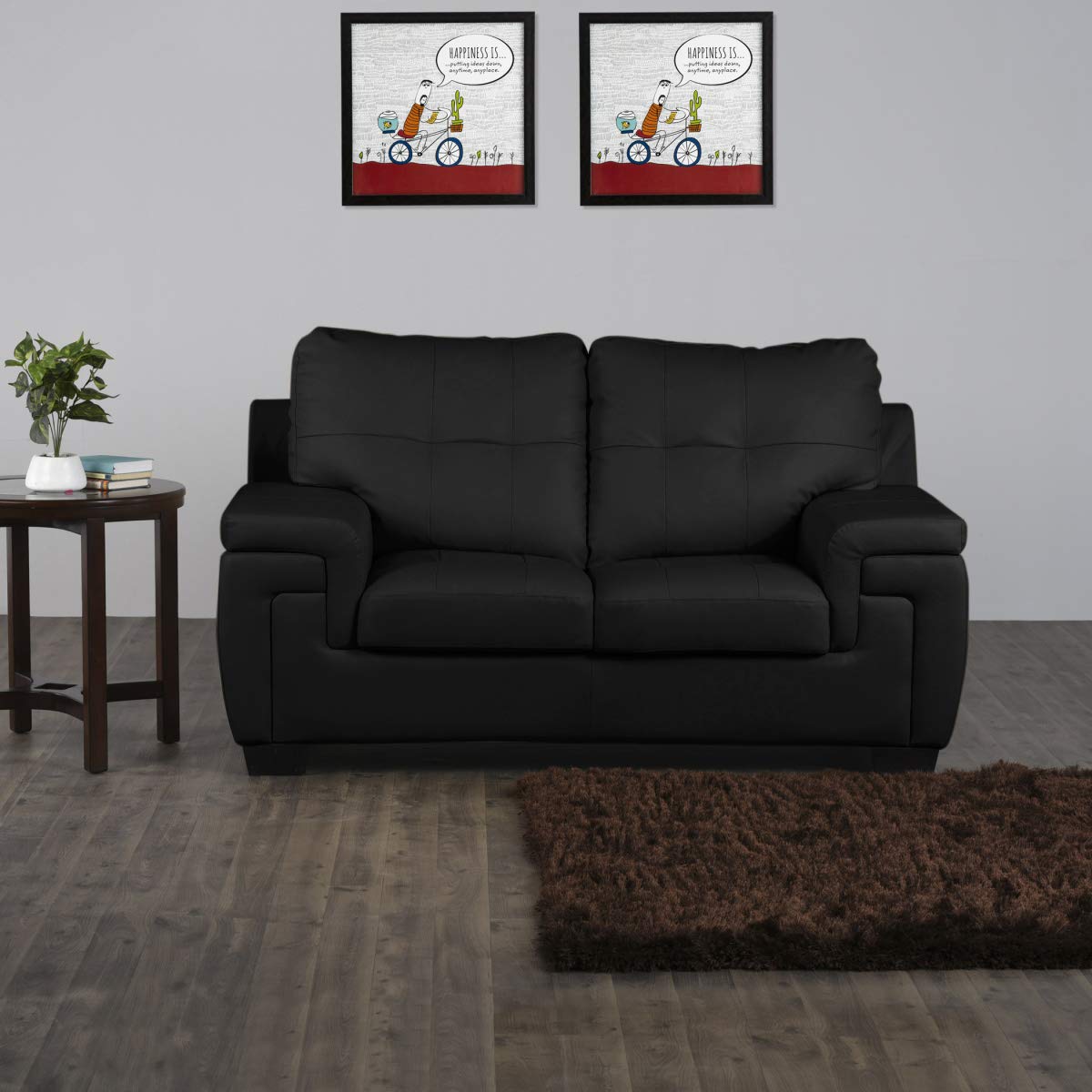 Home Centre Kassel Faux Leather 2-Seater Sofa - Black