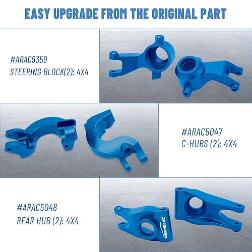 Miniatura 4 de OGRC Bloque de dirección frontal de aluminio y bloque de ruedas y cubo trasero con rodamientos de bolas, piezas de actualización para 110 Arrma