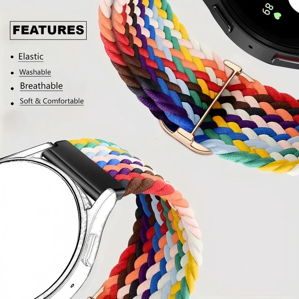 Pleciony pasek zamienny 20 mm do Samsung Galaxy Watch 7/6/5/4 Classic / 3 / FE/5 Pro / Watch Active 2 / Gear S2 Classic / sportowy, miękki pasek do zegarka